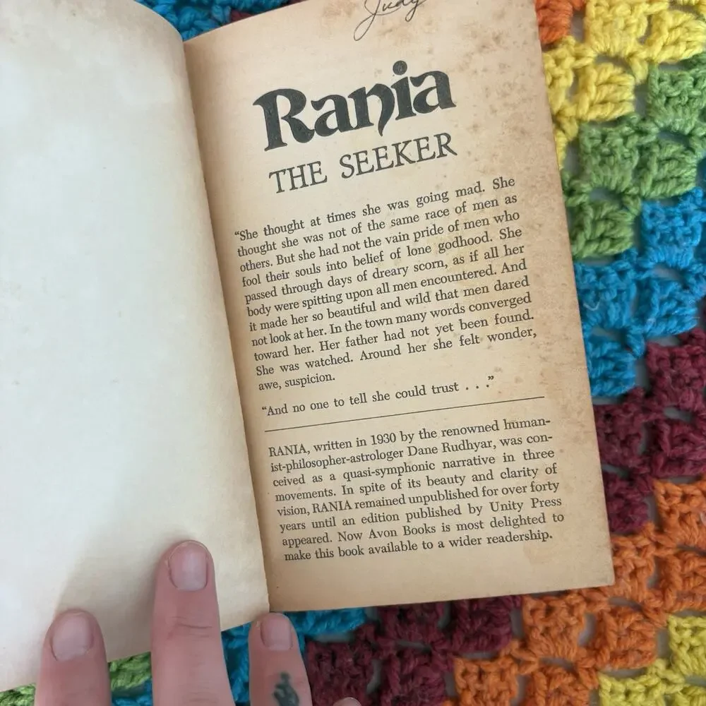 Rania The Seeker Paperback Dane Rudhyar 1973 Esoteric Astrology Book